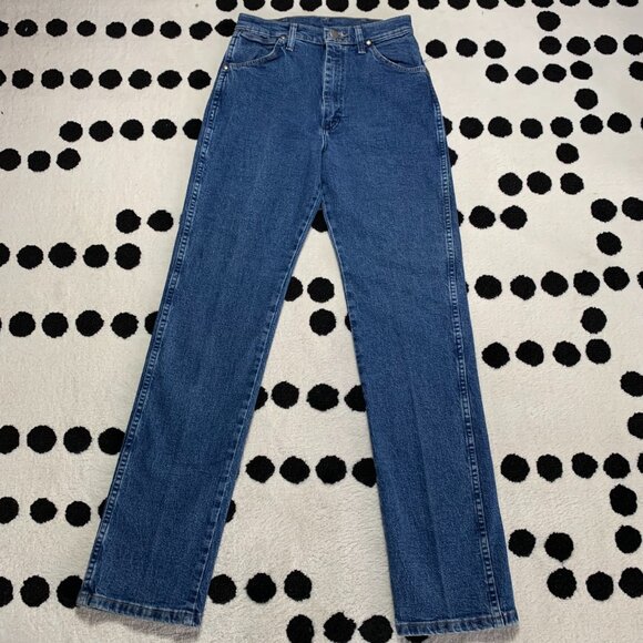 Vintage Wrangler Cowboy Cut Faded Dark Denim Straight Leg Western Jeans - Picture 2 of 12